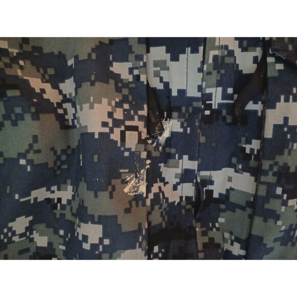 US NAVY Working Parka Mens Small Blue Camo Waterproof Full Double Zipper Jacket - Picture 4 of 10